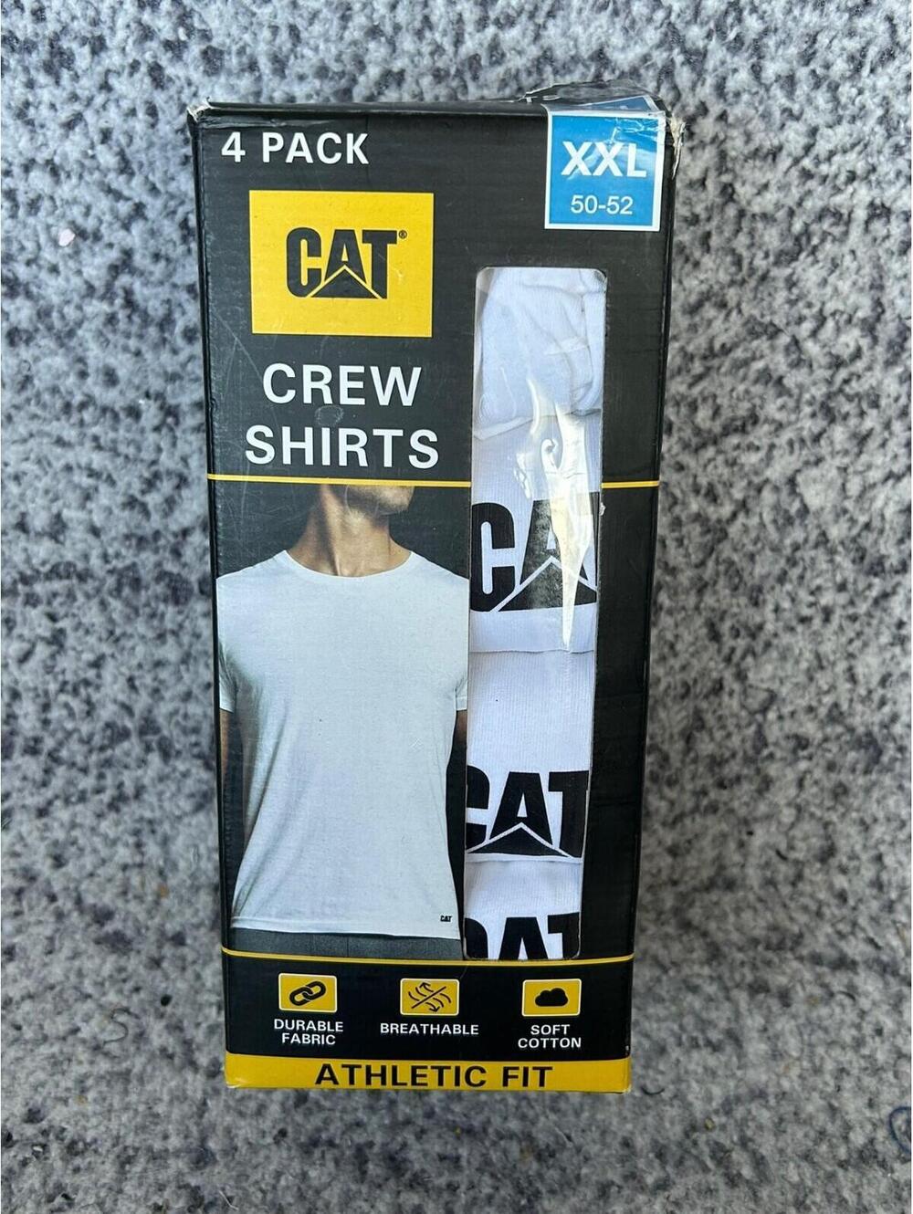 CATERPILLAR Size XXL 50-52 White 4-Pack Athletic Crew Neck T-shirts New